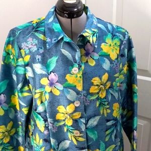 Alfred Dunner Blue Floral Blazer Size 12